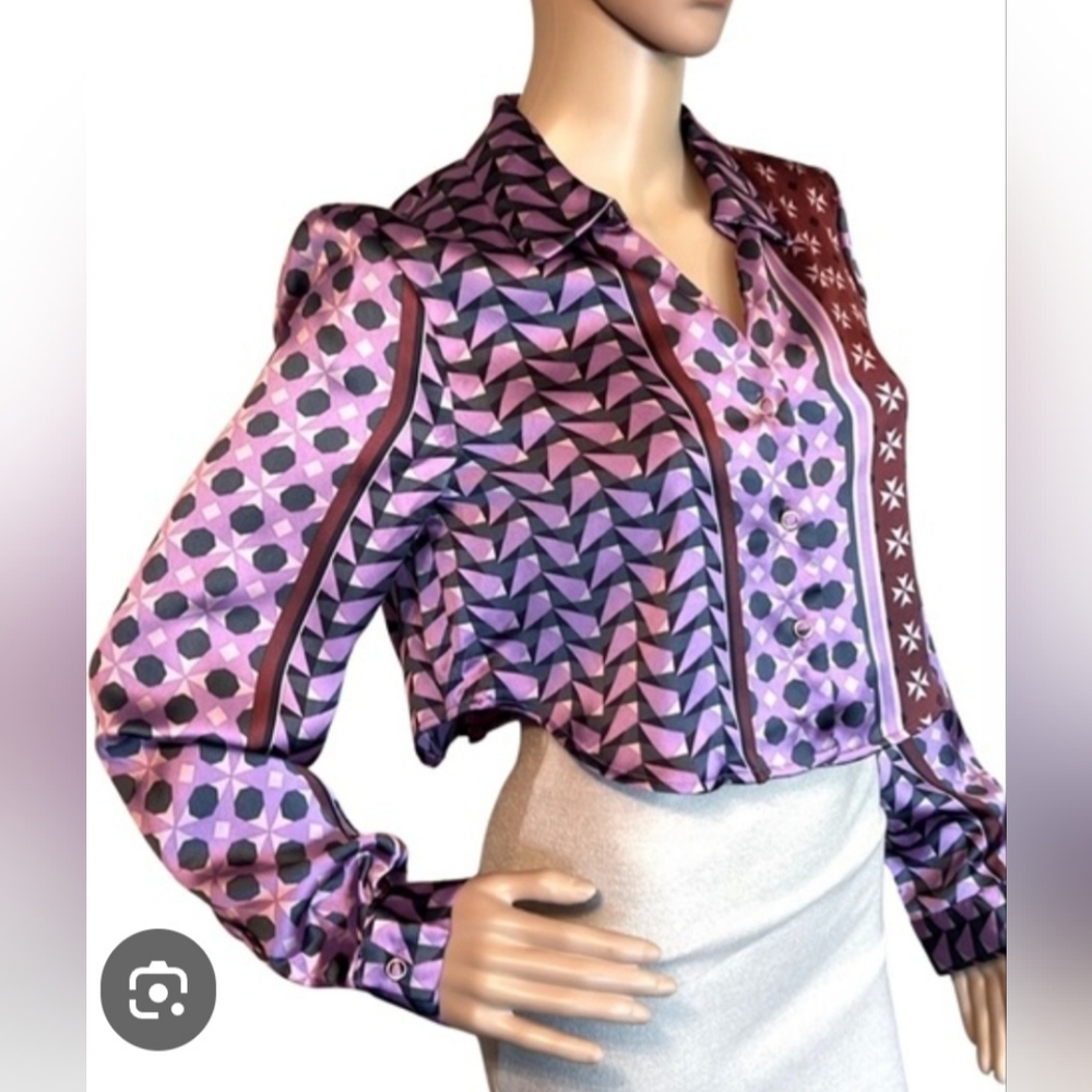 House Of Harlow 1960 Satiny Cropped Blouse Size Small